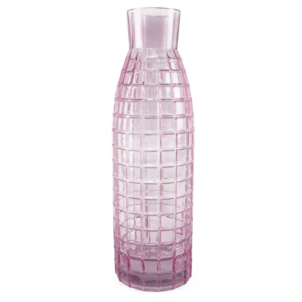 49cm Tall Pink Square Embossing Glass Vase