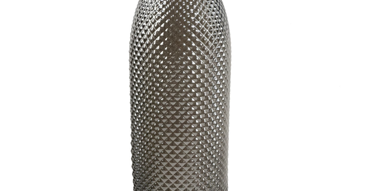 50cm Smoke Grey Diamond Tall Glass Vase