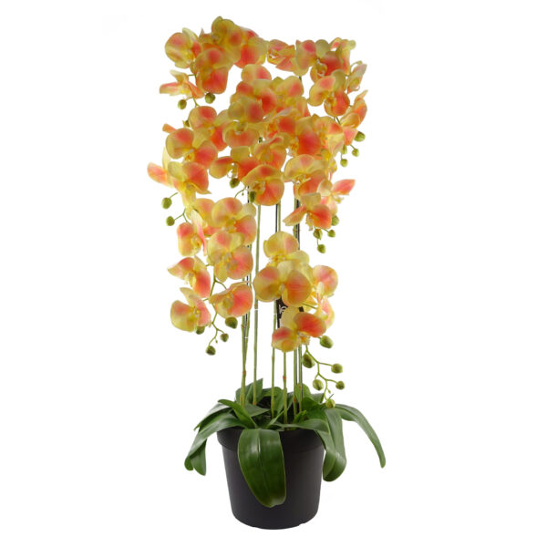 110cm Large Yellow Peach Orchid Plant – Artifcial – 41 REAL TOUCH...