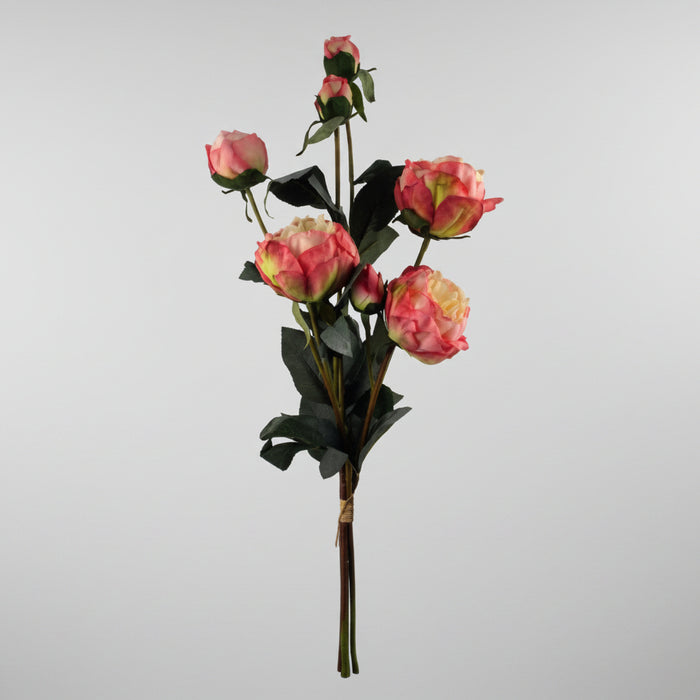 Pink Peonies and Eucalyptus Arrangement with Smoke Grey Vase - 60cm