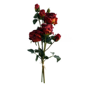 60cm Red Rose and Eucalyptus Glass Diamond Vase