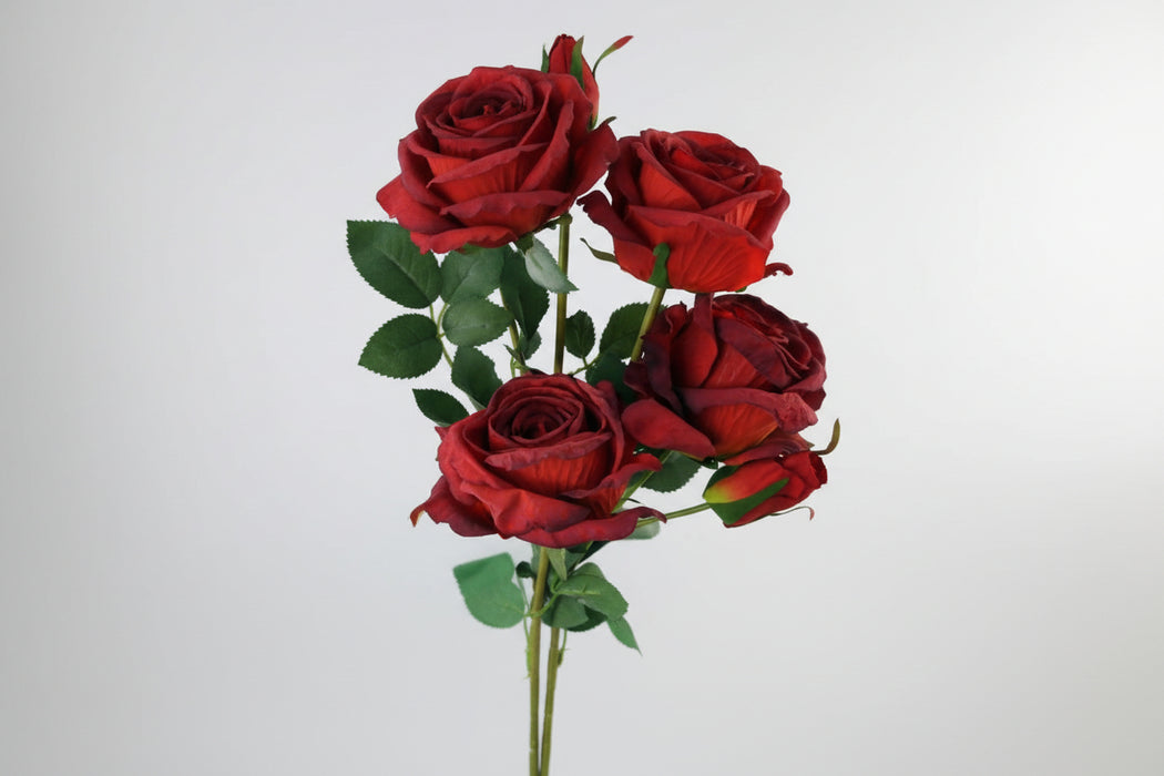60cm Red Rose Faux Flowers Spray Stems