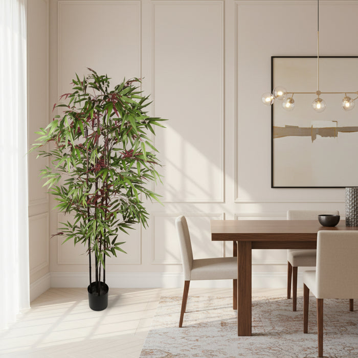 180cm Stunning Faux Bamboo 1140 Red Green Silk Leaves