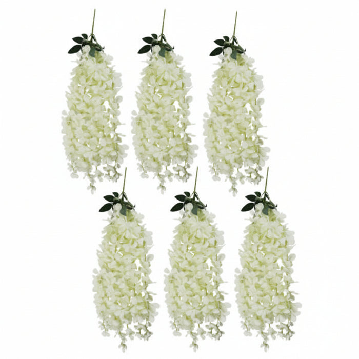Artificial Hanging Wisteria Stems – Pack of 6 (Cream)