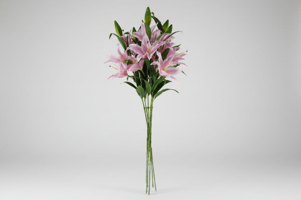 100cm Large Pink Lily 6 x Stems – 18 Flowers