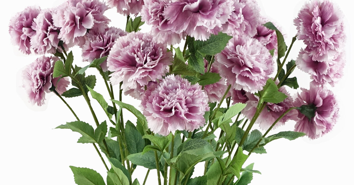 Pack of 6 x 70cm Pink Artificial Carnation Stem – 24 Flowers  –...
