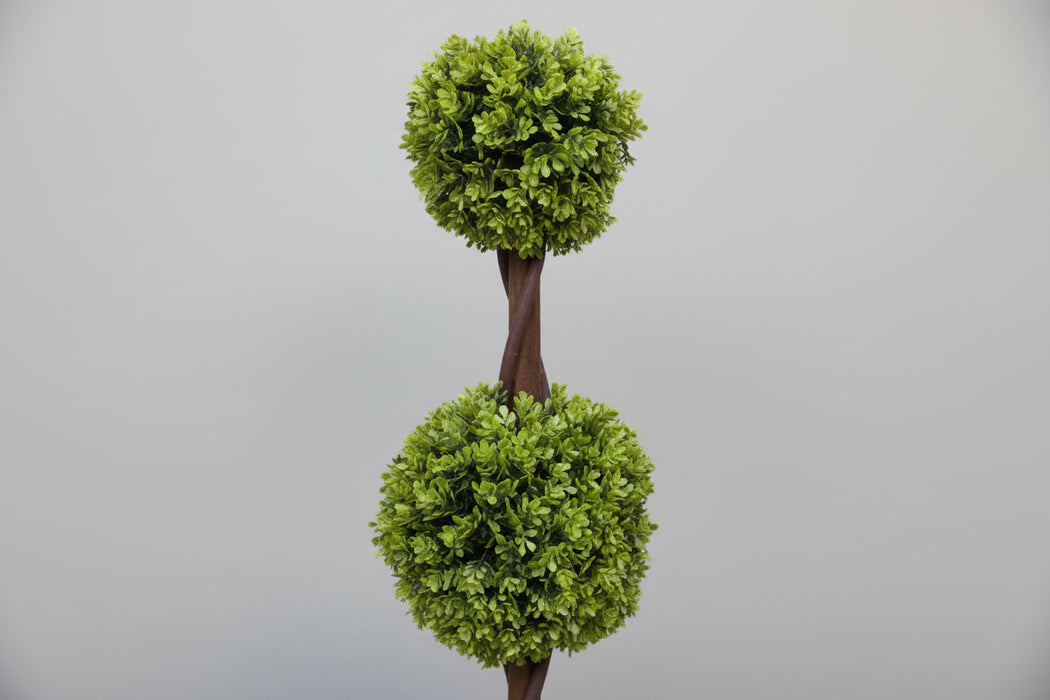 Pair of Green Double Ball Topiary Trees 90cm