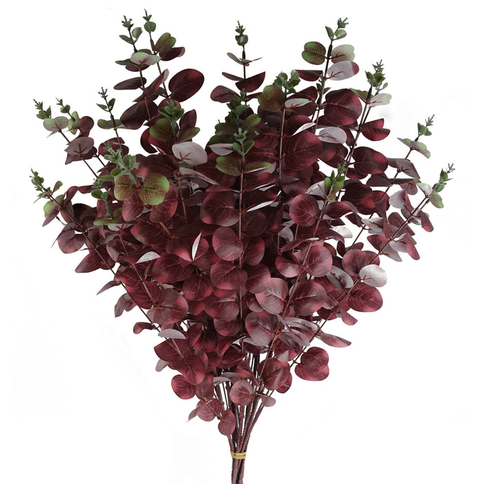 Pack of 6 x 100cm Artificial Eucalyptus Foliage Burgundy