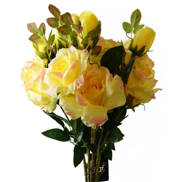 Faux Yellow Rose Stems – Pack of 6 (80cm)