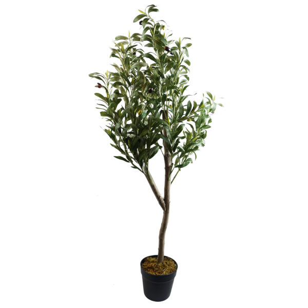 120cm Faux Natural Look Olive Tree with Wooden Trunk