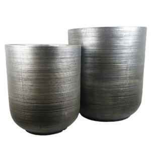 Large Coya Silver Composite Ridged Planter 39cm x 33cm