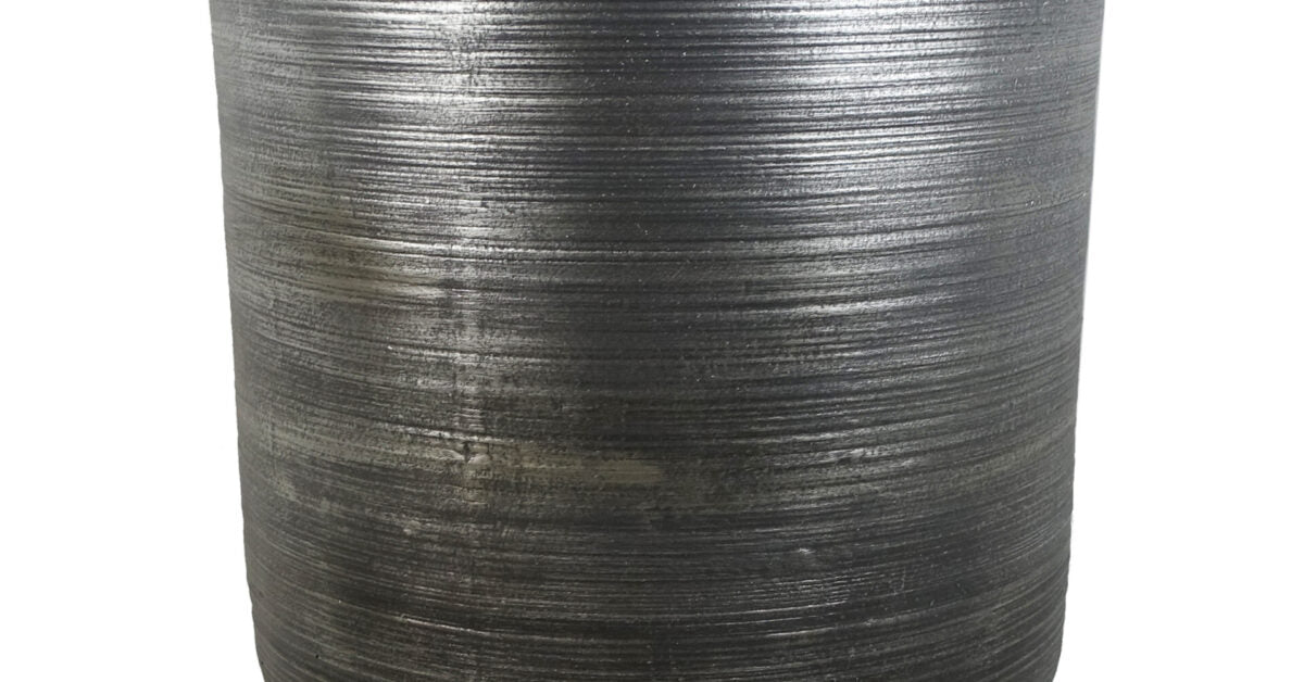 Large Coya Silver Composite Ridged Planter 39cm x 33cm