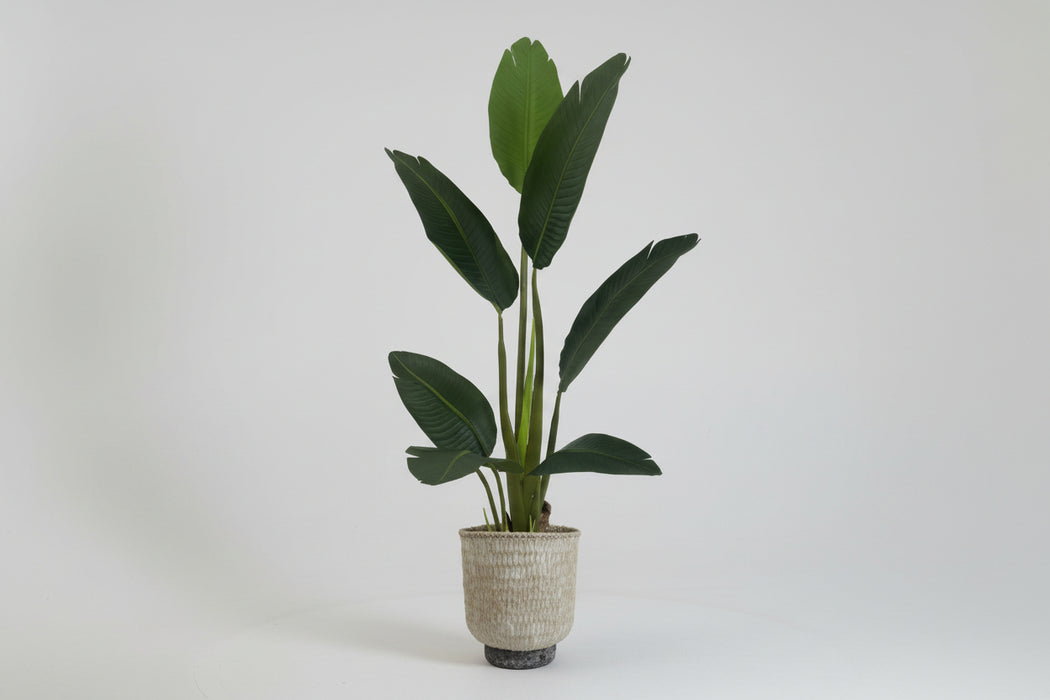 Brushed Gold Stone Effective Composite Planter. 32cm x 29cm