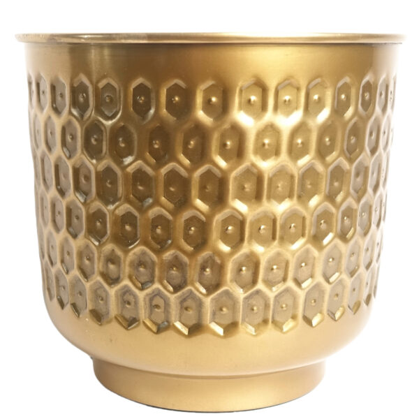 20cm Gold Honeycomb Metal Planter
