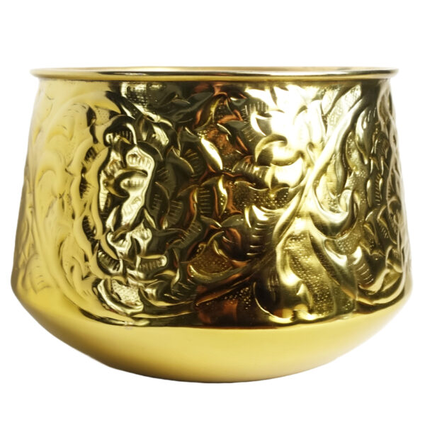 18cm Gold Swirl Metal Planter