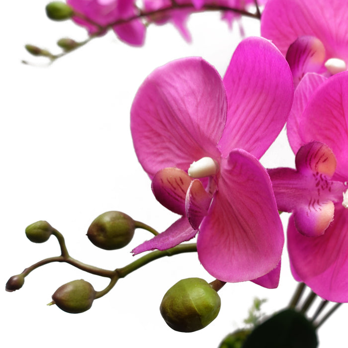 85cm Artificial Deluxe Bush Orchid - Dark Pink with Black Pot