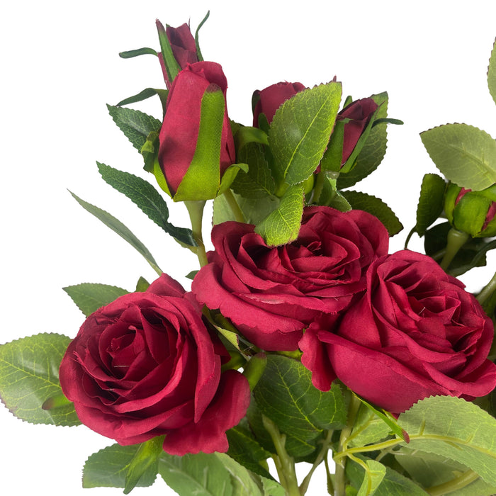 Pack of 6 x 60cm Artificial Red Rose Flower