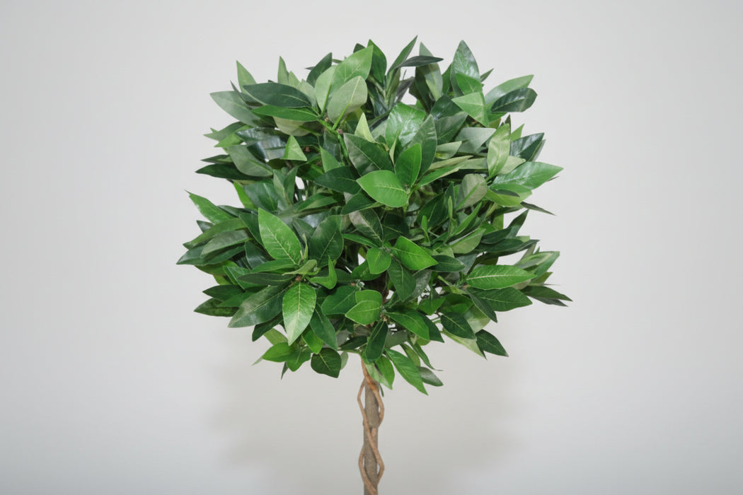 Pair of 90cm (3ft) Twisted Stem Artificial Topiary Bay Laurel Ball