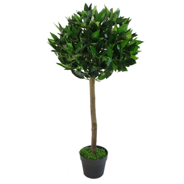 90cm (3ft) Plain Natural Trunk Artificial Topiary Bay Laurel Ball