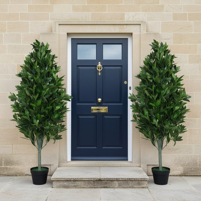 Pair of 120cm (4ft) Artificial Topiary Bay Trees Pyramid Cones – Extra Large