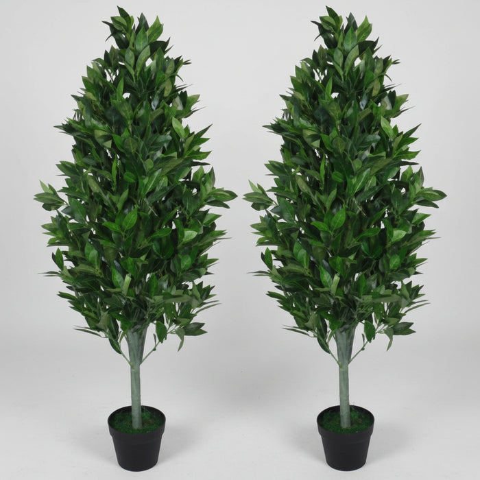 Pair of 120cm (4ft) Artificial Topiary Bay Trees Pyramid Cones – Extra Large