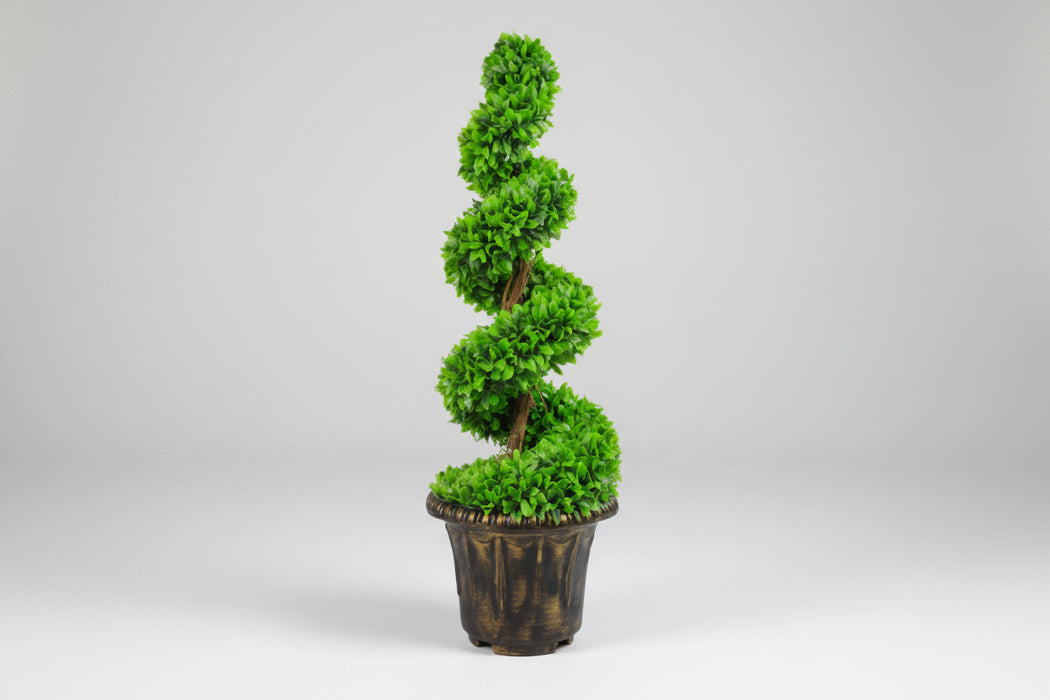 90cm Green Large Spiral Topiary Tree with Stylish Decorative Planter