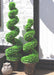 120cm Pair of Green Large Leaf Spiral Topiary Trees with Decorative Planters