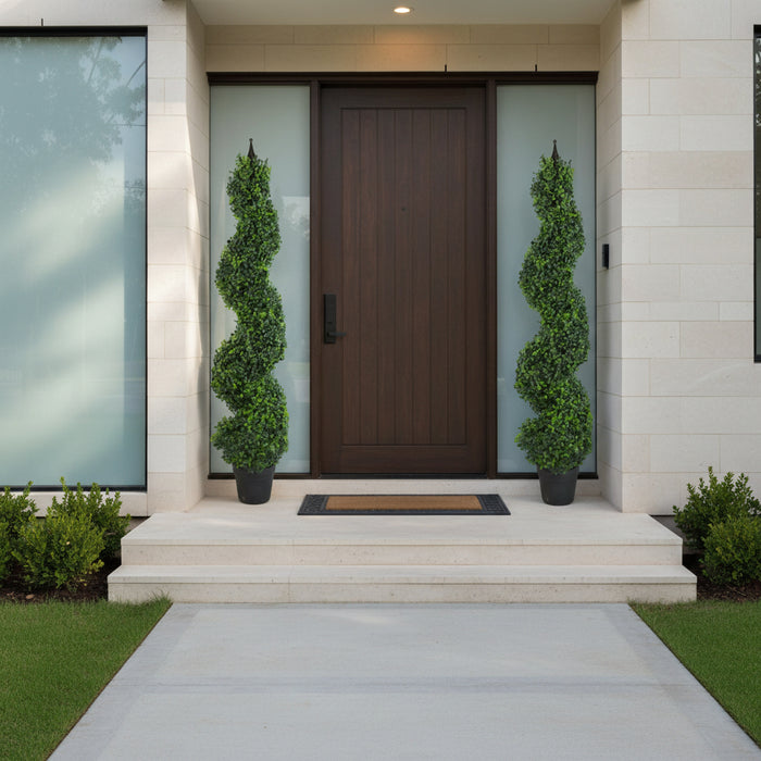 Pair of 120cm Boxwood Tower Trees Topiary Metal Top