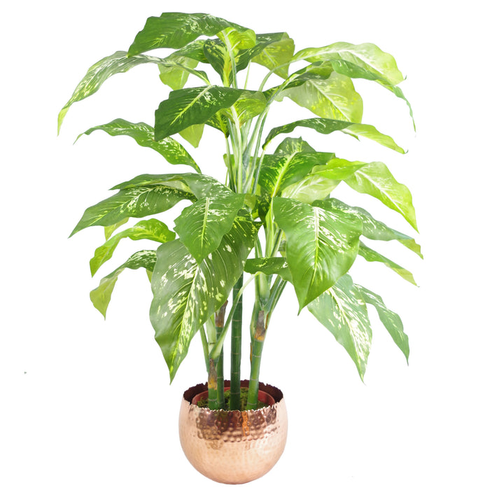 Leaf Large Metal Planter 22 x 17cm Hammered Copper Plated - Curvy Edge