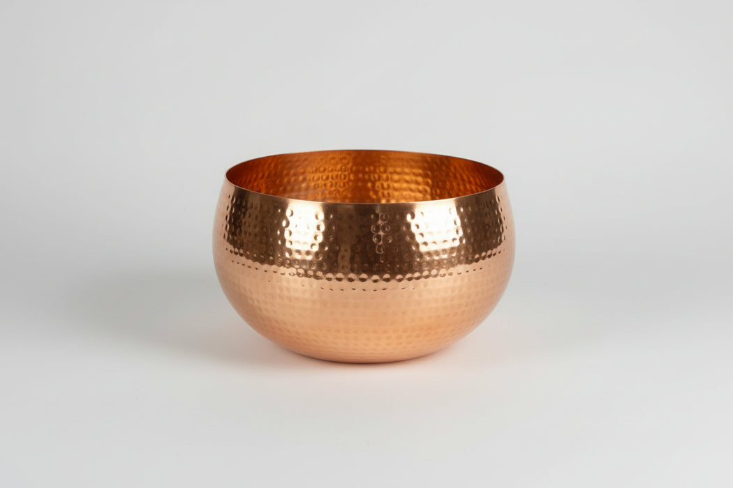 Large Artificial Orchids Display with XL Copper Bowl Planter