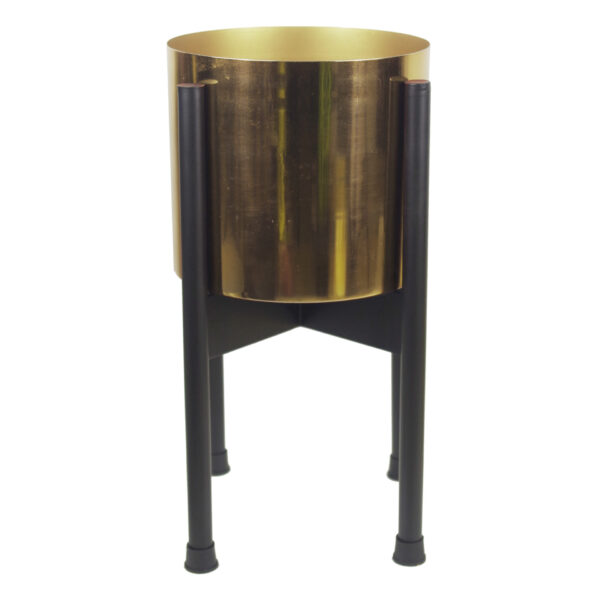 Medium Black Stand with Gold Metal Planter 38.5cm x 18cm