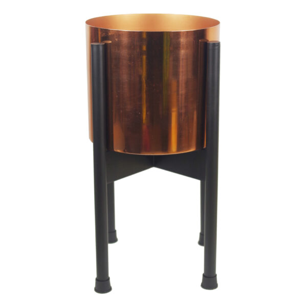 Medium Black Stand with Copper Metal Planter 38.5cm x 18cm