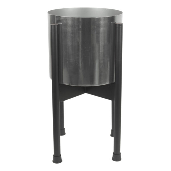 Medium Black Stand with Silver Metal Planter 38.5cm x 18cm