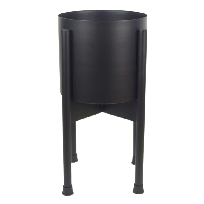 Leaf Metal Planter Plant Pot Black 20 x 18cm