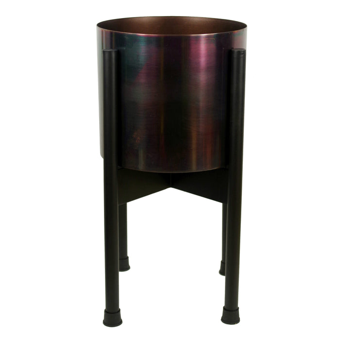 Medium Black Stand with Iridescent Rainbow Metal Planter 38.5cm x 18cm
