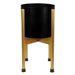 Medium Gold Stand with Black Metal Planter 38.5cm x 18cm