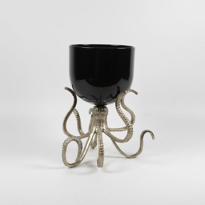 28cm Silver Metal Octopus Bowl Style Planter