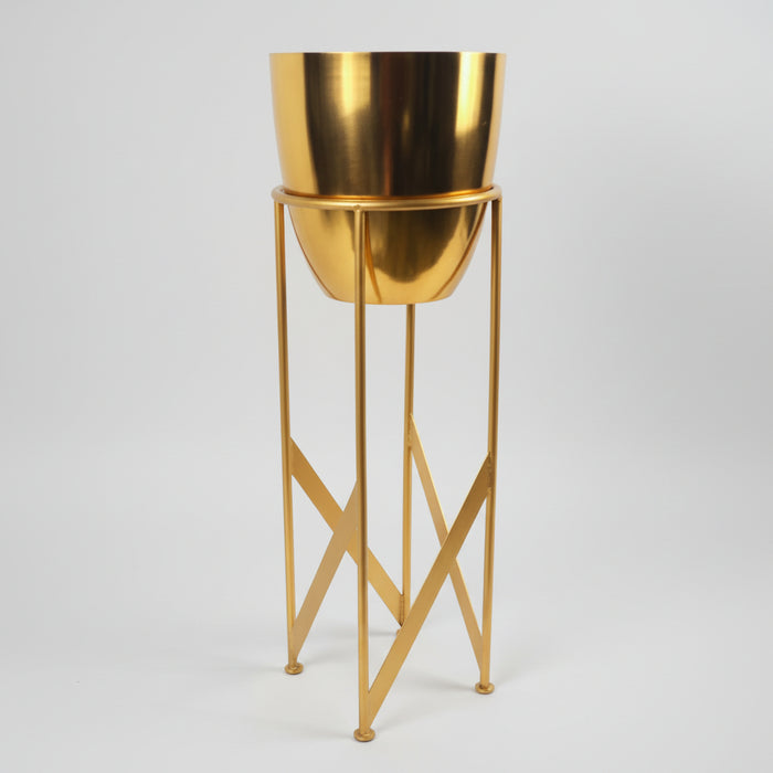 55cm Gold Planter with Matching Stand