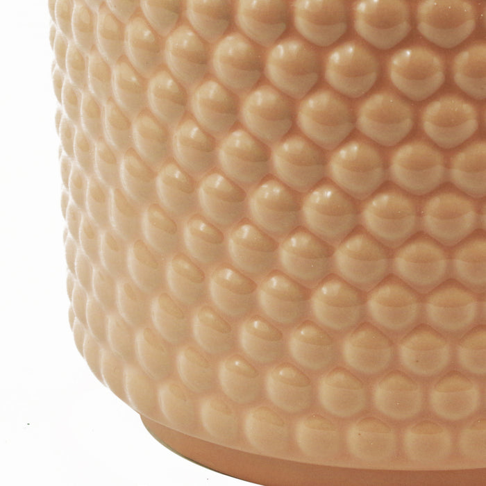 Dusty Pink Peach Raised Dots Ceramic Plant Pot 15 x 15 x 12.5cm