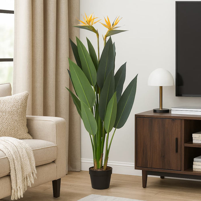 artificial silk bird of paradise palm tree potted plant Bird of Paradise Plant 130cm — Artificial Eden