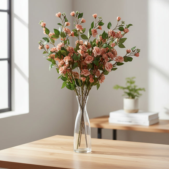 Faux Pink Rose Stems – Pack of 6 (90cm)