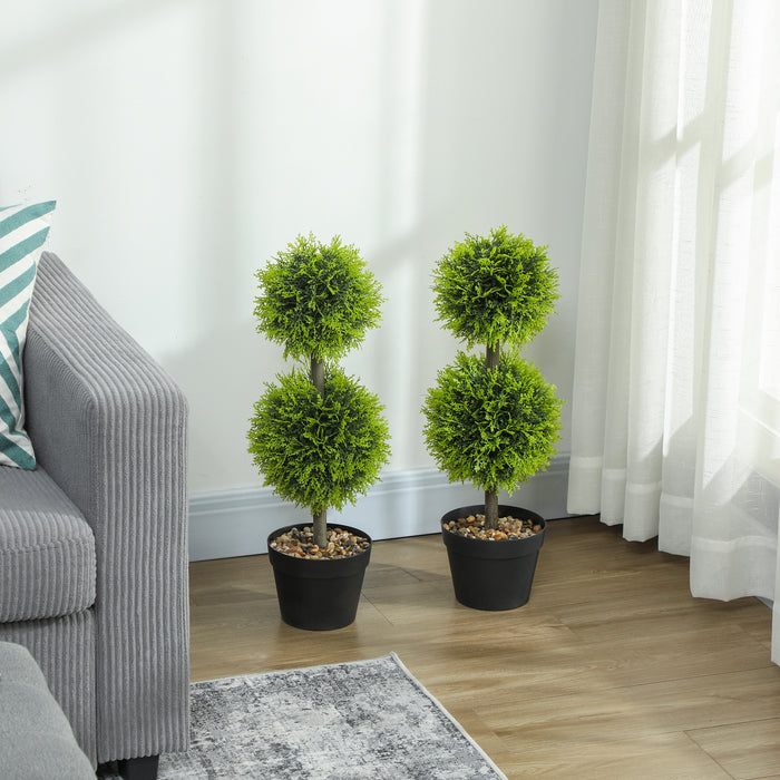 60cm Set of 2 Topiary Ball-shaped Boxwood Trees