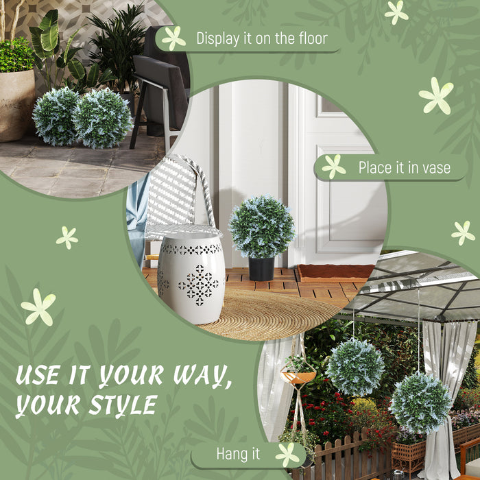 Set of Pair of UV-Protected Blue Faux Topiary Balls