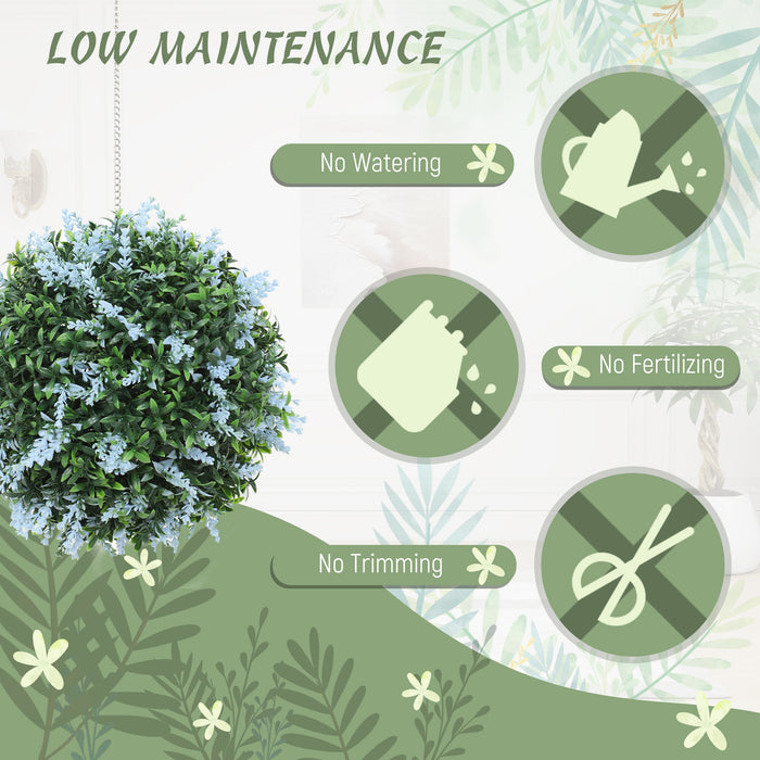 Set of Pair of UV-Protected Blue Faux Topiary Balls