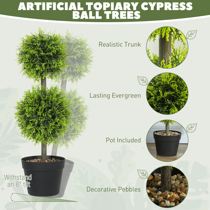 60cm Set of 2 Topiary Ball-shaped Boxwood Trees