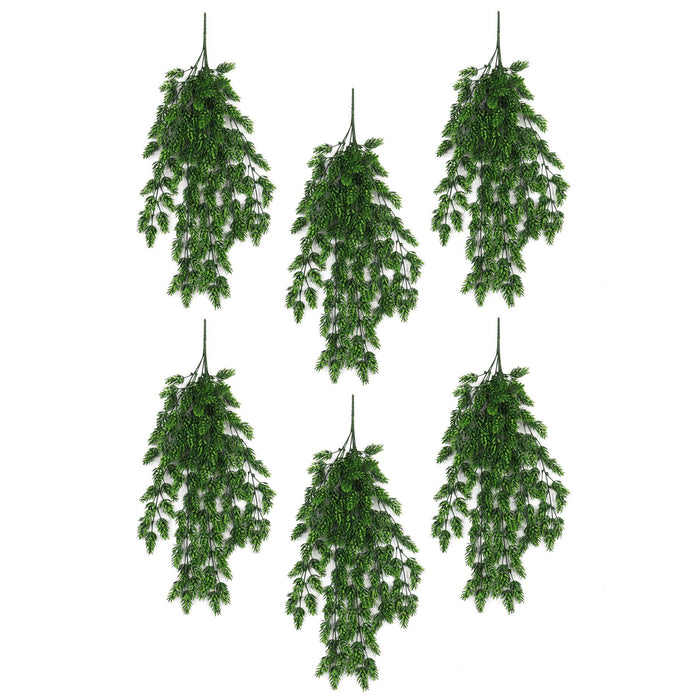 Pack of 6 x Hanging UV and Fire Resistant Artificial Clustered Fern Plant 128cm