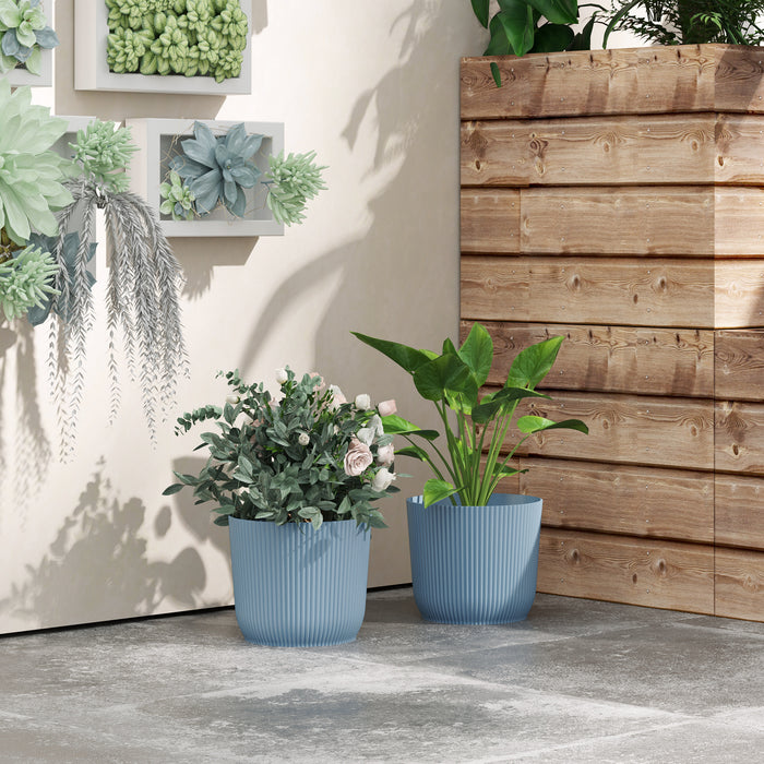 Set of Two 22cm Planters - Blue