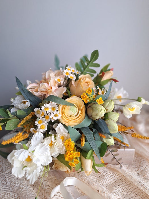 Hand-Made Peach\Yellow Wedding Flowers from the ARTIFICIAL EDEN collection