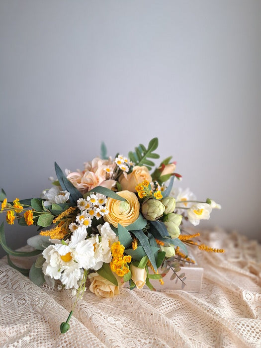 Hand-Made Peach\Yellow Wedding Flowers from the ARTIFICIAL EDEN collection