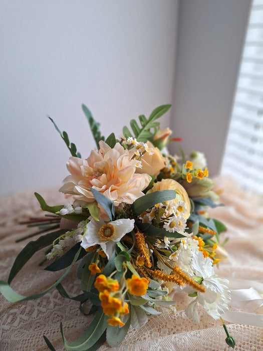 Hand-Made Peach\Yellow Wedding Flowers from the ARTIFICIAL EDEN collection